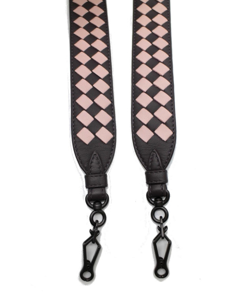 BOTTEGA VENETA（ボッテガベネタ）BOTTEGA VENETA (ボッテガベネタ) イントレチャートショルダーストラップ パープル×ピンクの古着・服飾アイテム