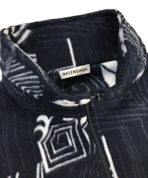 BALENCIAGA（バレンシアガ）BALENCIAGA (バレンシアガ) オーバーサイズフリースジャケット　528353 TBV06 ネイビー×ホワイト サイズ:Mの古着・服飾アイテム