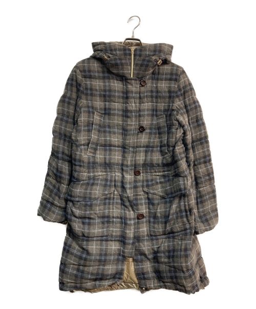 HERNO(ヘルノ)HERNO (ヘルノ) Bolla ウール混 タータンチェックダウンコート ブラウン ブラウン サイズ:46の古着・服飾アイテム
