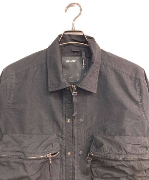 NEMEN（ネーメン）NEMEN (ネーメン) TATS ZIPPED PARACHUTE OVERSHIRT　パラシュートシャツ　NMN E23251 111　ブラック ブラック サイズ:Sの古着・服飾アイテム