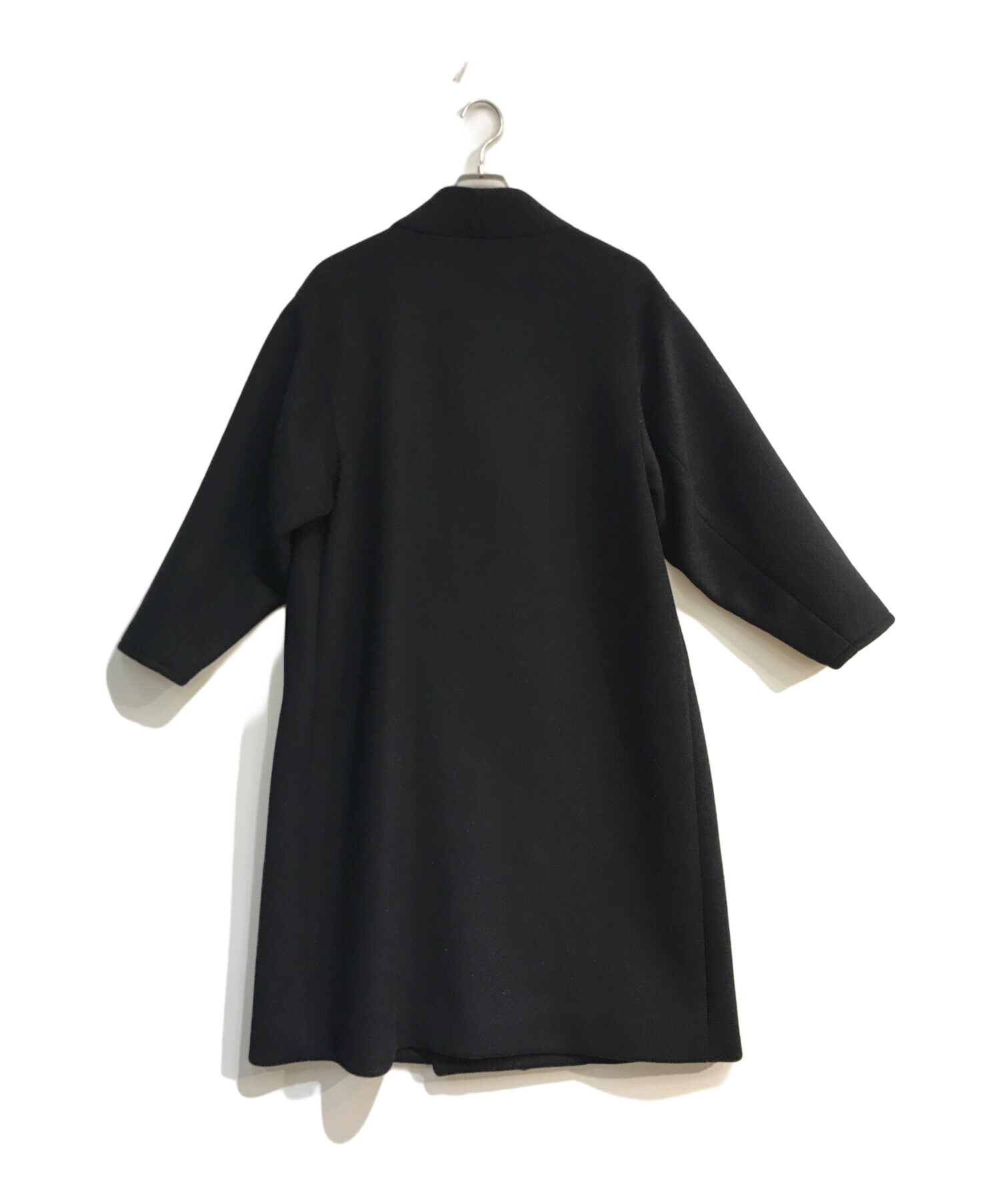 HYKE (ハイク) ウールメルトンノーカラーコート ネイビー サイズ:1