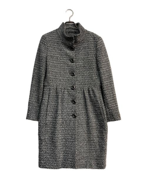 Max Mara Studio（マックスマーラ ストゥディオ）Max Mara Studio (マックスマーラ ストゥディオ) ツイードスタンドカラーコート グレー サイズ:38の古着・服飾アイテム