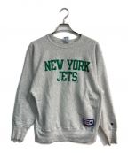 Champion×NFLチャンピオン×ナショナル・フットボール・リーグ）の古着「リバースウィーブスウェット　90s　刺繍タグ　NEW YORK JETS」｜グレー