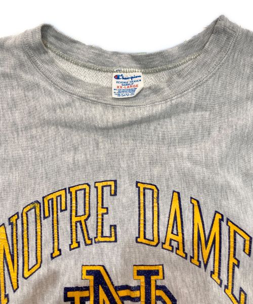 Champion（チャンピオン）Champion (チャンピオン) リバースウィーブスウェット NOTRE DAME 80s トリコタグ　カレッジロゴ グレー サイズ:XXLの古着・服飾アイテム