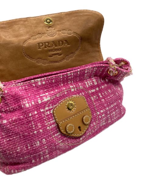 PRADA（プラダ）PRADA (プラダ) ツイードチェーンショルダーバッグ　BR4659 ピンク サイズ:-の古着・服飾アイテム