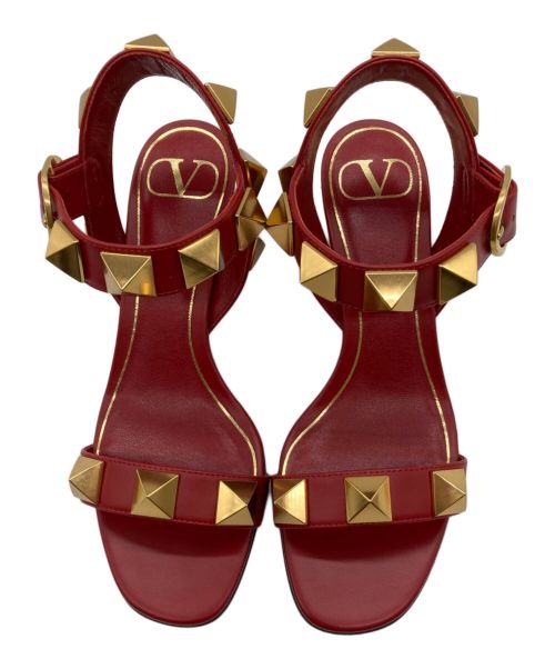VALENTINO GARAVANI（ヴァレンティノ・ガラヴァーニ）VALENTINO GARAVANI (ヴァレンティノ・ガラヴァーニ) ローマンスタッズサンダル レッド サイズ:36の古着・服飾アイテム