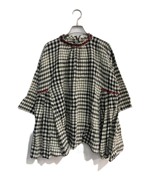 house of lotus（ハウスオブロータス）HOUSE OF LOTUS (ハウスオブロータス) チュニックブラウス　10111-93-004 ブラック×アイボリー サイズ:Mの古着・服飾アイテム