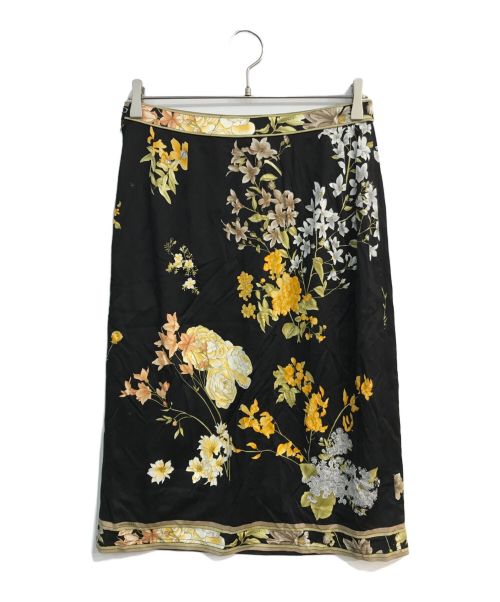 LEONARD（レオナール）LEONARD (レオナール) 花柄ストレッチセットアップ ブラック サイズ:トップス：LL/スカート：76の古着・服飾アイテム