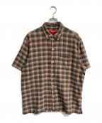 SUPREMEシュプリーム）の古着「Plaid S/S Shirt 	22SS 」｜ネイビー×オレンジ