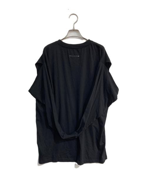 MM6 Maison Margiela（エムエムシックスメゾンマルジェラ）MM6 Maison Margiela (エムエムシックスメゾンマルジェラ) スリーブドレープ デザイン ノースリーブTシャツ　S52GC0257 ブラック サイズ:Sの古着・服飾アイテム