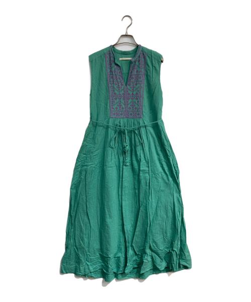 ne quittez pas（ヌキテパ）ne quittez pas (ヌキテパ) C.Dobby Stripe Emb Sleeveless Dress　010511GP1 グリーン サイズ:-の古着・服飾アイテム