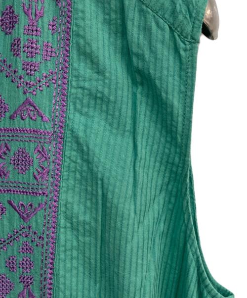 ne quittez pas（ヌキテパ）ne quittez pas (ヌキテパ) C.Dobby Stripe Emb Sleeveless Dress　010511GP1 グリーン サイズ:-の古着・服飾アイテム