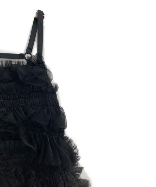 Lily Brown（リリーブラウン）Lily Brown (リリーブラウン) チュールラッフルフリルトップス ブラック サイズ:Freeの古着・服飾アイテム