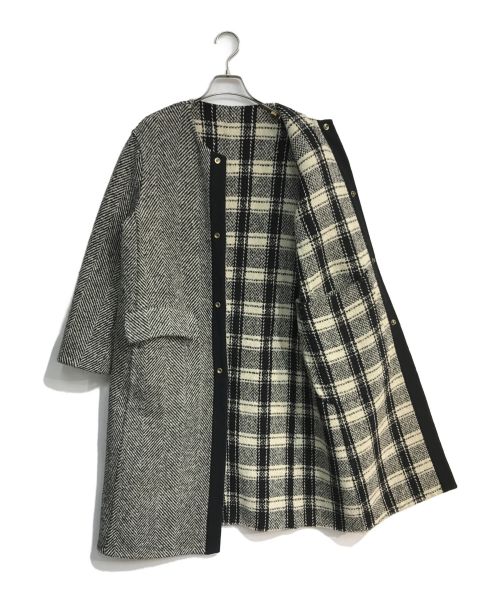 DRAWER（ドゥロワー）DRAWER (ドゥロワー) チェックリバーシブルコート　6525-234-0529 ブラック サイズ:36の古着・服飾アイテム