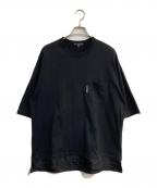 COMME des GARCONS HOMMEコムデギャルソン オム）の古着「綿天竺×ナイロンツイルTシャツ　AD2021　HH-T001」｜ブラック