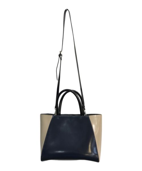 Gianni Notaro（ジャンニ ノターロ）Gianni Notaro (ジャンニ ノターロ) バイカラー 2WAYバッグ ベージュ×ブラックの古着・服飾アイテム