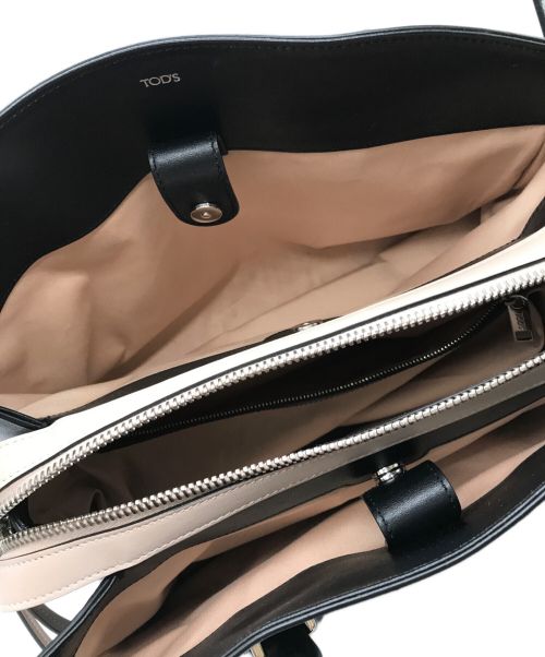 TOD'S（トッズ）TOD'S (トッズ) バイカラートートバッグ ブラック×ピンクの古着・服飾アイテム