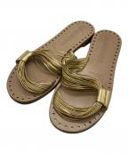 JIL SANDERジルサンダー）の古着「デザインストラップフラットサンダル」｜ゴールド