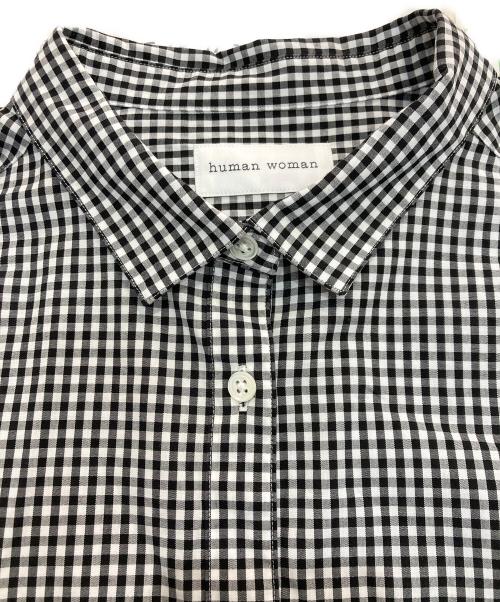 HUMAN WOMAN（ヒューマンウーマン）HUMAN WOMAN (ヒューマンウーマン) コットンギンガムチェックベーシックシャツ ブラック×ホワイト サイズ:Mの古着・服飾アイテム
