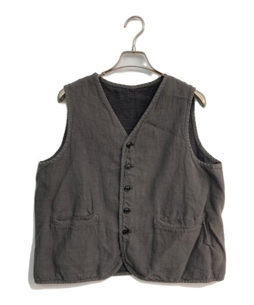 nest Robe（ネストローブ）nest Robe (ネストローブ) ブラックリネンリバーシブルベスト　01241-1025 グレー サイズ:Freeの古着・服飾アイテム