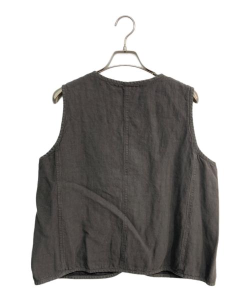 nest Robe（ネストローブ）nest Robe (ネストローブ) ブラックリネンリバーシブルベスト　01241-1025 グレー サイズ:Freeの古着・服飾アイテム