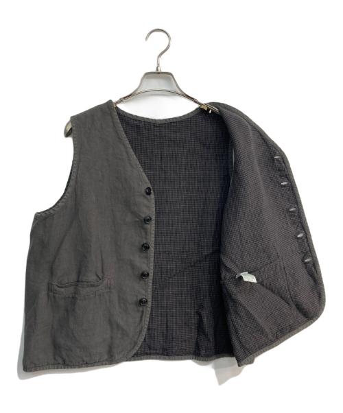 nest Robe（ネストローブ）nest Robe (ネストローブ) ブラックリネンリバーシブルベスト　01241-1025 グレー サイズ:Freeの古着・服飾アイテム