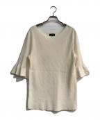 theoryセオリー）の古着「COMPACT CREPE RUFFLE SLV TOP　01-1101716-150」｜アイボリー