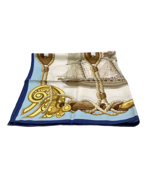 HERMES（エルメス）HERMES (エルメス) カレ90　Tribord　右舷 ブルーの古着・服飾アイテム