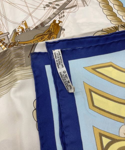 HERMES（エルメス）HERMES (エルメス) カレ90　Tribord　右舷 ブルーの古着・服飾アイテム