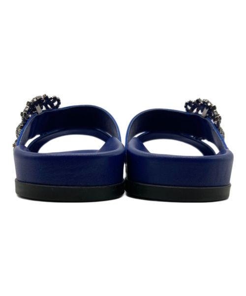 Manolo Blahnik（マノロブラニク）Manolo Blahnik (マノロブラニク) CHILANGHI ジュエルバックル サンダル　223-1500-0011 ブルー サイズ:36の古着・服飾アイテム