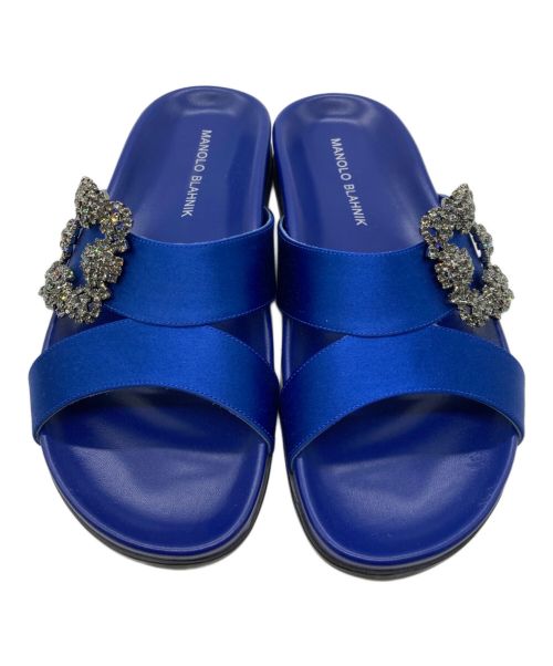 Manolo Blahnik（マノロブラニク）Manolo Blahnik (マノロブラニク) CHILANGHI ジュエルバックル サンダル　223-1500-0011 ブルー サイズ:36の古着・服飾アイテム