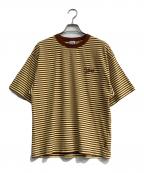 KEBOZケボズ）の古着「ボーダーTシャツ」｜ブラウン×イエロー