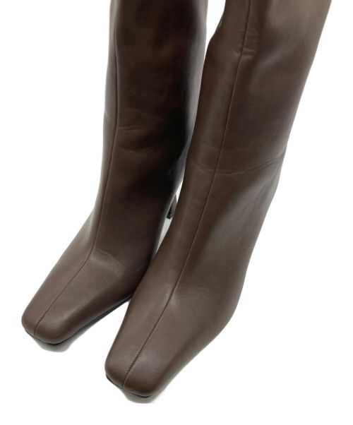 anuans（アニュアンス）anuans (アニュアンス) フィットロングブーツ ブラウン サイズ:Mの古着・服飾アイテム