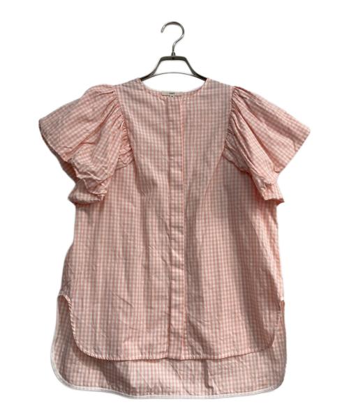 YORI（ヨリ）yori (ヨリ) ギンガムチェックバルーンスリーブブラウス ピンク サイズ:36の古着・服飾アイテム