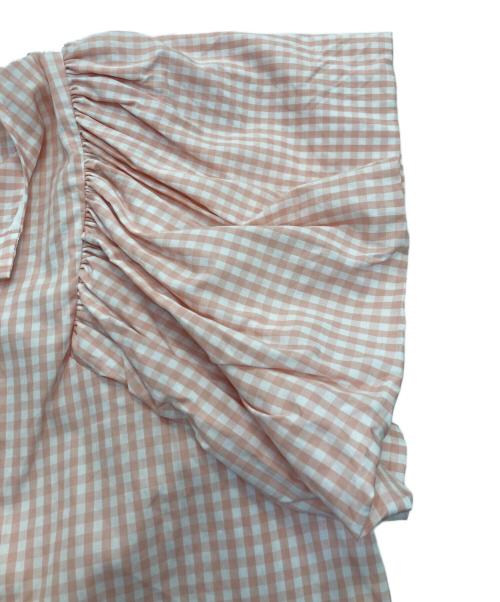 YORI（ヨリ）yori (ヨリ) ギンガムチェックバルーンスリーブブラウス ピンク サイズ:36の古着・服飾アイテム