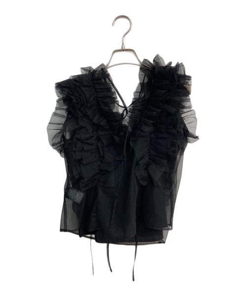 Snidel（スナイデル）Snidel (スナイデル) Sustainableボリュームフリルブラウス ブラック サイズ:Freeの古着・服飾アイテム