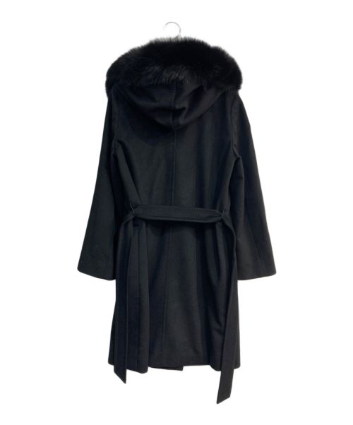 Max Mara Studio（マックスマーラ ストゥディオ）MAX MARA STUDIO (マックスマーラ ストゥディオ) mango フォックスファーウールコート　601609996 ブラック サイズ:40の古着・服飾アイテム