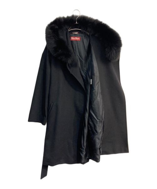 Max Mara Studio（マックスマーラ ストゥディオ）MAX MARA STUDIO (マックスマーラ ストゥディオ) mango フォックスファーウールコート　601609996 ブラック サイズ:40の古着・服飾アイテム