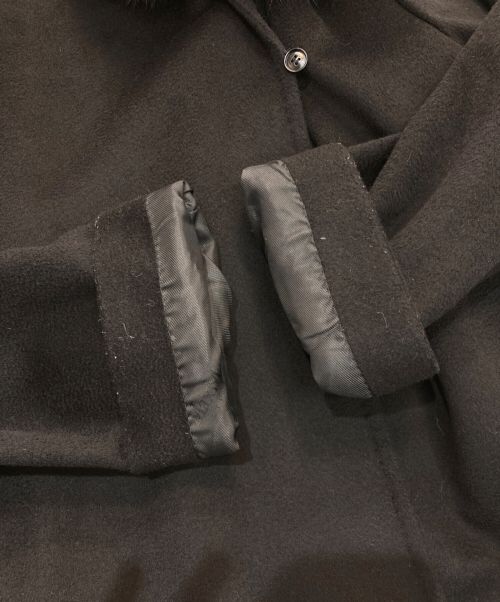 Max Mara Studio（マックスマーラ ストゥディオ）MAX MARA STUDIO (マックスマーラ ストゥディオ) mango フォックスファーウールコート　601609996 ブラック サイズ:40の古着・服飾アイテム