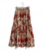 chignonシニヨン）の古着「オリジナルプリントスカート」｜レッド×ベージュ