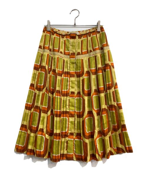 PRADA（プラダ）PRADA (プラダ) 総柄シルクスカート イエロー×オレンジ サイズ:42の古着・服飾アイテム