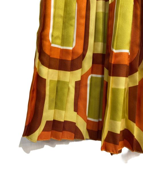 PRADA（プラダ）PRADA (プラダ) 総柄シルクスカート イエロー×オレンジ サイズ:42の古着・服飾アイテム