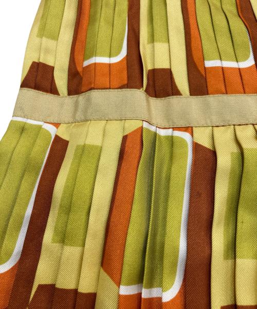 PRADA（プラダ）PRADA (プラダ) 総柄シルクスカート イエロー×オレンジ サイズ:42の古着・服飾アイテム