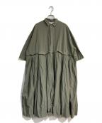 Veritecoeurヴェリテクール）の古着「ボックスタックワンピース　VC-1694」｜カーキ