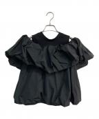 emmiエミ）の古着「eco 2wayギャザードッキングブラウス」｜ブラック