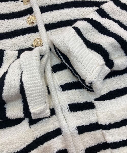 LIBJOIE（リブジョア）LIBJOIE (リブジョア) KNIT TWEED CARDIGAN　22365130 ホワイト×ブラック サイズ:Freeの古着・服飾アイテム