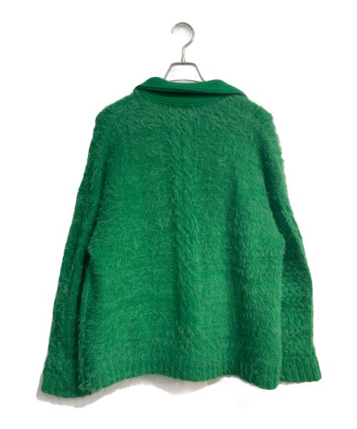 NO ID.（ノーアイディー）NO ID. (ノーアイディー) シャギーニットダブルライダースJKT　851010-301K グリーン サイズ:ONEの古着・服飾アイテム