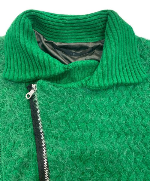 NO ID.（ノーアイディー）NO ID. (ノーアイディー) シャギーニットダブルライダースJKT　851010-301K グリーン サイズ:ONEの古着・服飾アイテム