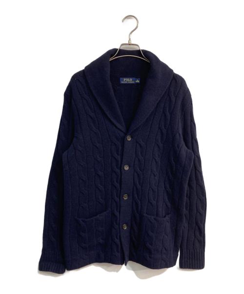 POLO RALPH LAUREN（ポロ・ラルフローレン）POLO RALPH LAUREN (ポロ・ラルフローレン) ショールカラーケーブルニットカーディガン ネイビー サイズ:XSの古着・服飾アイテム