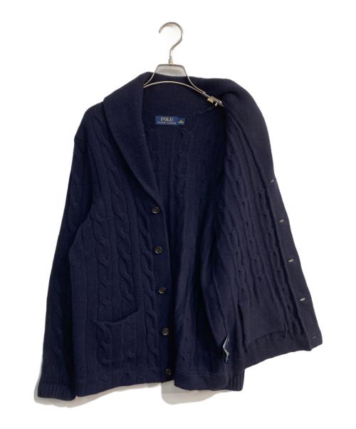 POLO RALPH LAUREN（ポロ・ラルフローレン）POLO RALPH LAUREN (ポロ・ラルフローレン) ショールカラーケーブルニットカーディガン ネイビー サイズ:XSの古着・服飾アイテム